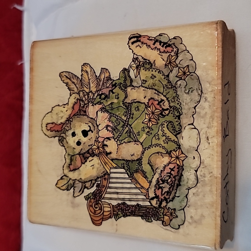 BOYDS Bear Celeste, Rabbit Angel Bear Wooden Rubber Mounted Stamp